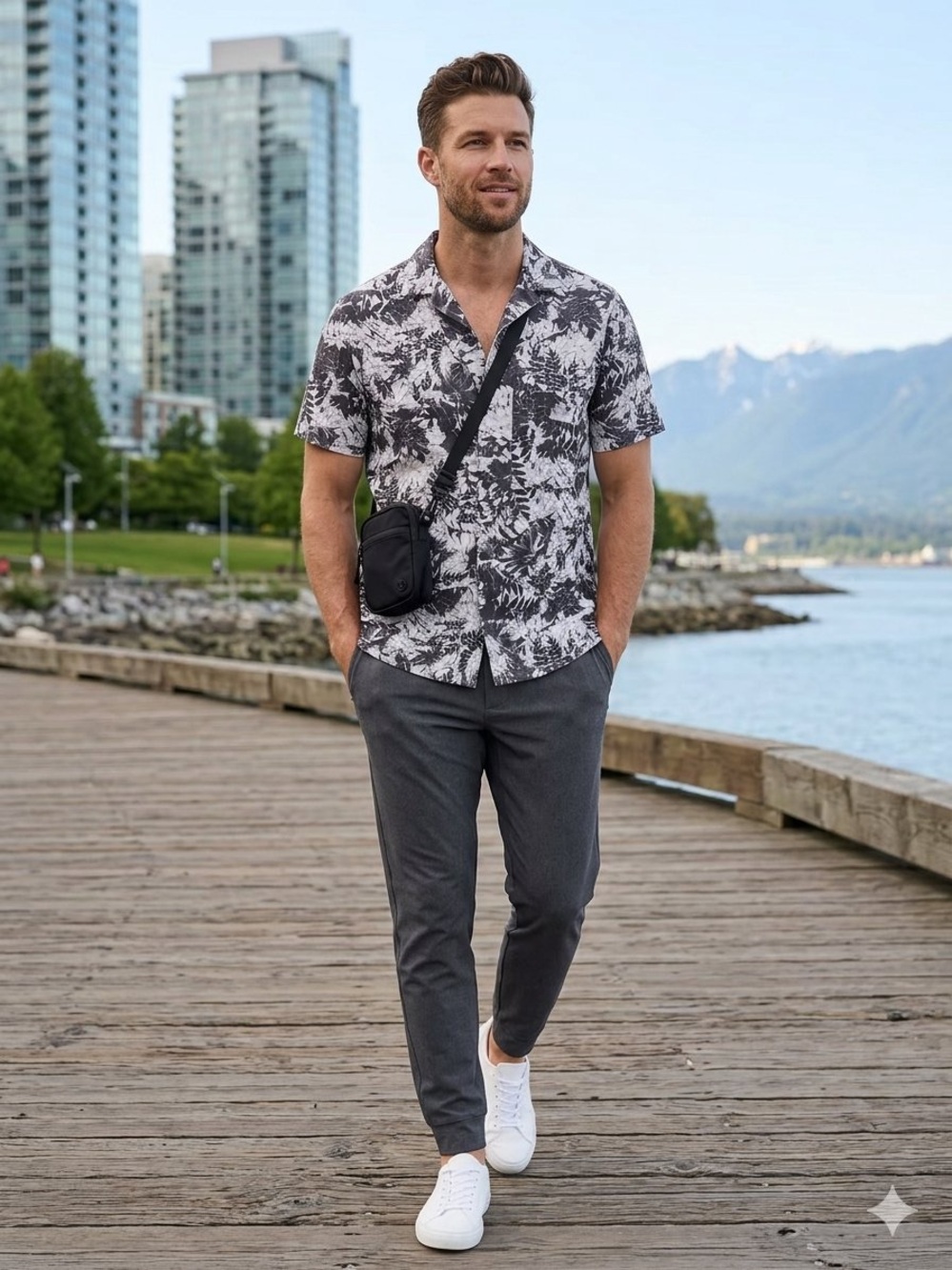 lululemon Airing Easy Short-Sleeve Shirt Floral Black & White Small
